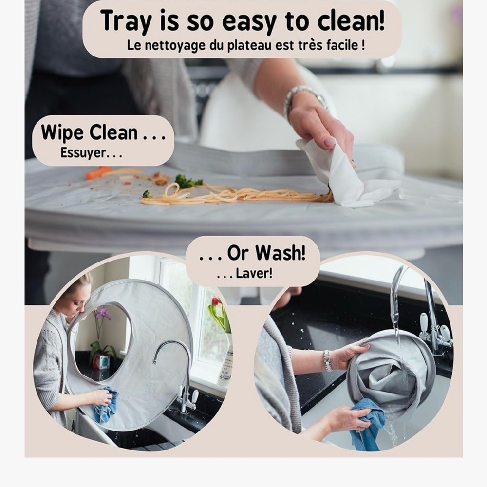 Tidy Tot Bib and Tray Kit in Sand Fox Bib Toddler Mealtime Easy Cleanup - Picture 4 of 16